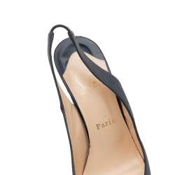 Christian Louboutin Dark Grey Glitter Slingback Platform Sandals Size 39