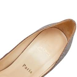 Pre Owned Christian Louboutin Metallic Multicolor Glitter Lady Peep Toe Platform Pumps Size 38.5