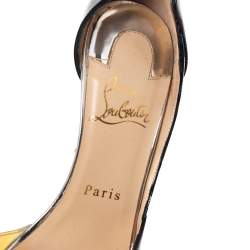 Pre Owned Christian Louboutin Black Patent Leather and PVC Tac Clac D'orsay Pumps Size 36.5