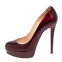 Christian Louboutin Burgundy Patent Leather Bianca Pumps Size 38 