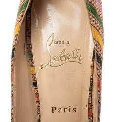 Christian Louboutin Multicolor Canvas Knotted Greissimo Platform Pumps Size 39