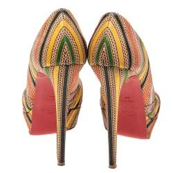 Christian Louboutin Multicolor Canvas Knotted Greissimo Platform Pumps Size 39