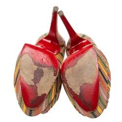 Christian Louboutin Multicolor Canvas Knotted Greissimo Platform Pumps Size 39