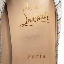 Christian Louboutin Two-Tone Lurex Fabric Lady Peep Toe Platform Pumps Size 38