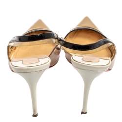 مملوكة مسبقًا Christian Louboutin Tricolor PVC And Patent Leather Paulina Pointed Toe Slingback Sandals Size 38