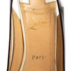 مملوكة مسبقًا Christian Louboutin Tricolor PVC And Patent Leather Paulina Pointed Toe Slingback Sandals Size 38