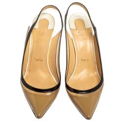 مملوكة مسبقًا Christian Louboutin Tricolor PVC And Patent Leather Paulina Pointed Toe Slingback Sandals Size 38