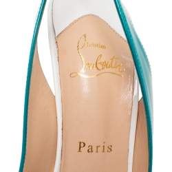 Christian Louboutin Tri-Color Patent Leather Peep-Toe Slingback Pumps Size 39