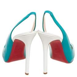 Christian Louboutin Tri-Color Patent Leather Peep-Toe Slingback Pumps Size 39