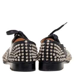 Pre Owned Christian Louboutin Black Leather Freddy Spikes Oxfords Size 38