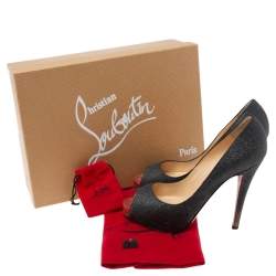 Pre Owned Christian Louboutin Black Glitter Very Prive Pumps Size 36