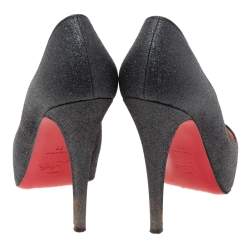 Pre Owned Christian Louboutin Black Glitter Very Prive Pumps Size 36