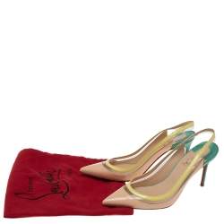 Pre Owned Christian Louboutin Tricolor PVC And Patent Leather Paulina Pointed Toe Slingback Sandals Size 38