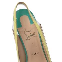 Pre Owned Christian Louboutin Tricolor PVC And Patent Leather Paulina Pointed Toe Slingback Sandals Size 38