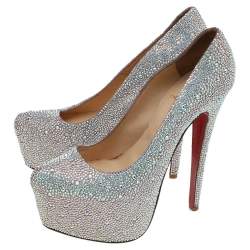 مملوكة مسبقًا Christian Louboutin Multicolor Strass Daffodile Platform Pumps Size 39