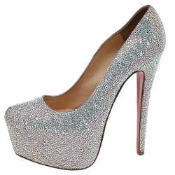 مملوكة مسبقًا Christian Louboutin Multicolor Strass Daffodile Platform Pumps Size 39