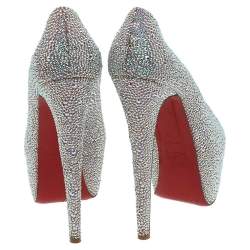 مملوكة مسبقًا Christian Louboutin Multicolor Strass Daffodile Platform Pumps Size 39