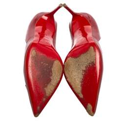 Christian Louboutin Burgundy Leather Pointed-Toe Pumps Size 36.5