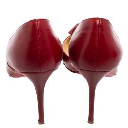 Christian Louboutin Burgundy Leather Pointed-Toe Pumps Size 36.5