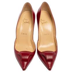 Christian Louboutin Burgundy Leather Pointed-Toe Pumps Size 36.5