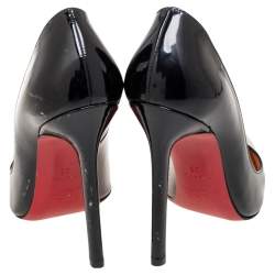 Pre Owned Christian Louboutin Black Patent Leather Pigalle Pumps Size 35