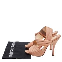 Christian Louboutin Beige Pleated Leather Ankle-Strap Sandals Size 38