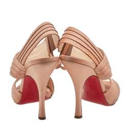 Christian Louboutin Beige Pleated Leather Ankle-Strap Sandals Size 38