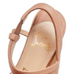 Christian Louboutin Beige Pleated Leather Ankle-Strap Sandals Size 38