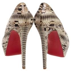 Christian Louboutin Multicolor Water Snake Banana Peep Toe Platform Pumps Size 38.5