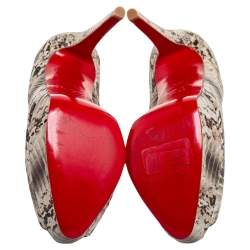 Christian Louboutin Multicolor Water Snake Banana Peep Toe Platform Pumps Size 38.5