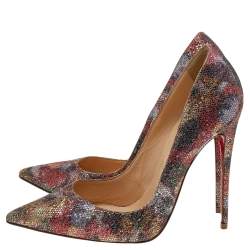Christian Louboutin Metallic Floral Glitter So Kate Pumps Size 37
