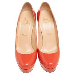 Christian Louboutin Coral Patent Leather Bianca Platform Pumps Size 39 
