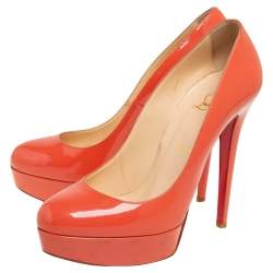 Christian Louboutin Coral Patent Leather Bianca Platform Pumps Size 39 