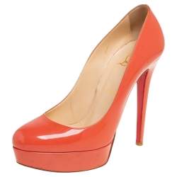 Christian Louboutin Coral Patent Leather Bianca Platform Pumps Size 39 
