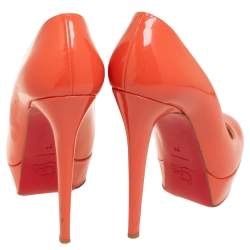 Christian Louboutin Coral Patent Leather Bianca Platform Pumps Size 39 