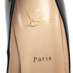 Pre Owned Christian Louboutin Black Patent Leather Ron Ron Zeppa Wedge Pumps Size 38