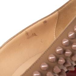 Pre Owned Christian Louboutin Beige Patent Leather Alti Spiked Platform Pumps Size 39