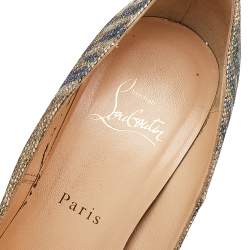 Pre Owned Christian Louboutin Multicolor Glitter Daffodile Platform Pumps Size 38