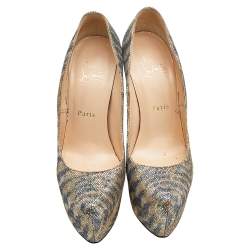 Pre Owned Christian Louboutin Multicolor Glitter Daffodile Platform Pumps Size 38