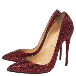 Pre Owned Christian Louboutin Maroon Suede Strass So Kate Pumps Size 39
