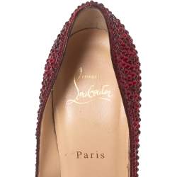 Pre Owned Christian Louboutin Maroon Suede Strass So Kate Pumps Size 39
