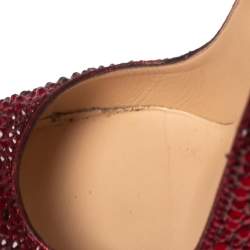 Pre Owned Christian Louboutin Maroon Suede Strass So Kate Pumps Size 39