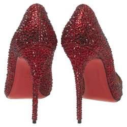 Pre Owned Christian Louboutin Maroon Suede Strass So Kate Pumps Size 39
