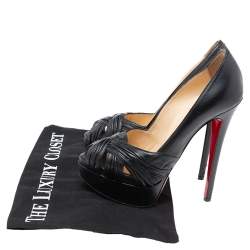 Pre Owned Christian Louboutin Black Leather Aborina Platform Pumps Size 35