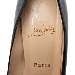 Pre Owned Christian Louboutin Black Leather Aborina Platform Pumps Size 35