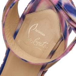 Christian Louboutin Multicolor Tie-Dye Fabric Duplice Platform Wedge Sandals Size 37
