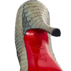 Pre Owned Christian Louboutin Two-Tone Water Snake Leather Maryl Pumps Size 37