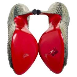 Pre Owned Christian Louboutin Two-Tone Water Snake Leather Maryl Pumps Size 37