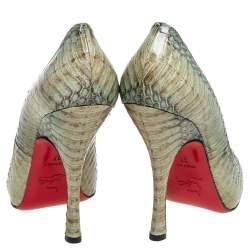 Pre Owned Christian Louboutin Two-Tone Water Snake Leather Maryl Pumps Size 37
