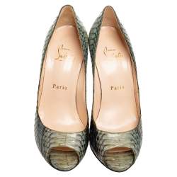 Pre Owned Christian Louboutin Two-Tone Water Snake Leather Maryl Pumps Size 37